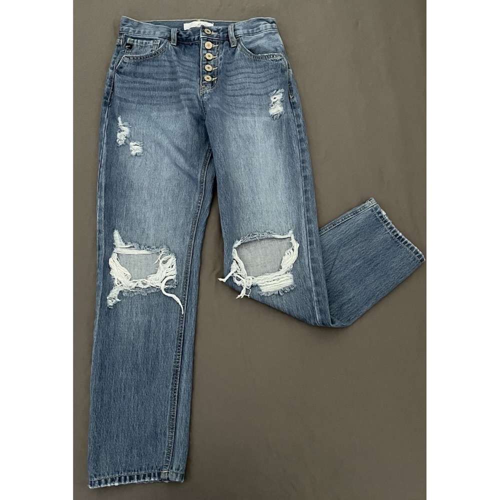 KanCan Keke High Rise Straight Leg Womens Size 1/24 Blue Jeans‎ Unique Pockets